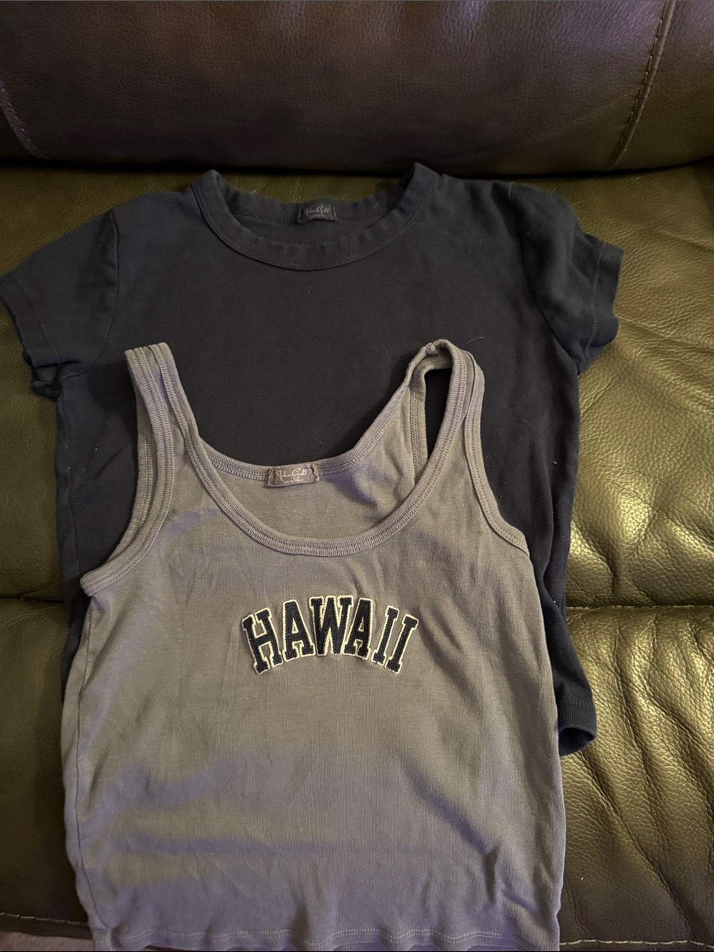 John Galt  Slate Blue 'Hawaii' Tank and navy blue t-shirt